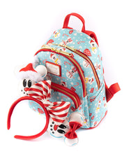 Load image into Gallery viewer, Disney Minnie and Mickey Snowman AOP Mini Backpack and Ears
