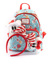 Load image into Gallery viewer, Disney Minnie and Mickey Snowman AOP Mini Backpack and Ears
