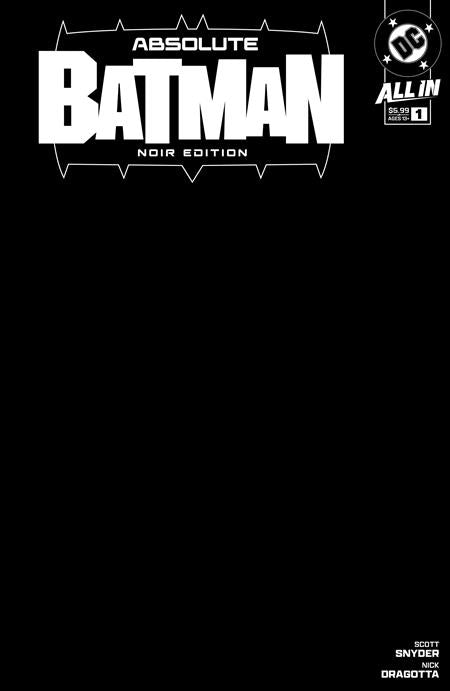 Absolute Batman #1 Noir Edition Blank Sketch Variant (2024)